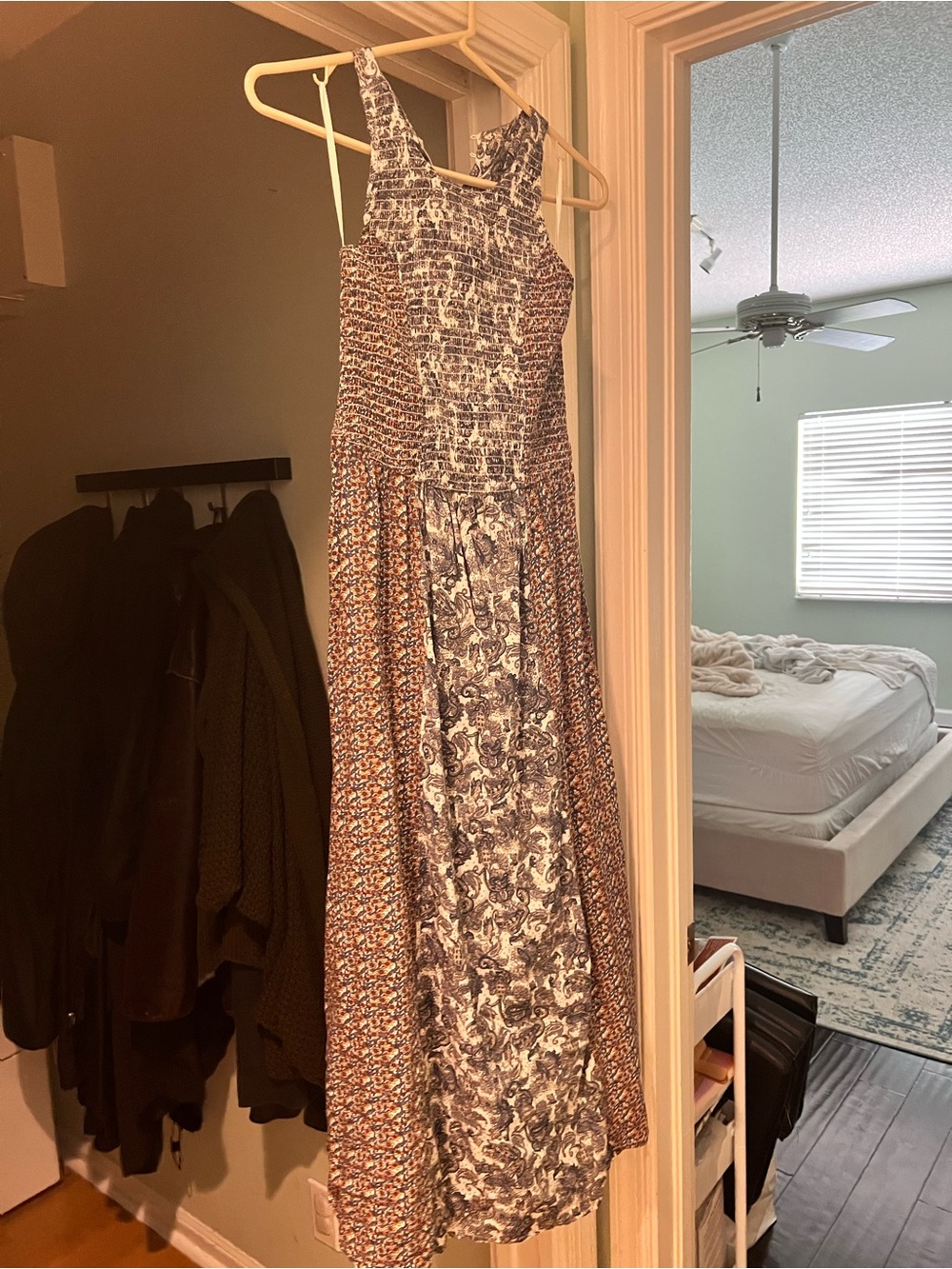 Japna Blue and Brown Mixed-Print Maxi Dress